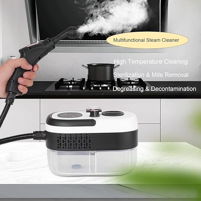 Upgrade Steam Cleaner 1200ML 2500W High Temperature Pressure Handheld Steam Cleaning Machine with Brush Heads and Gloves 7 in 1 for Car Floor Kitchen Bathroom Window Furniture (Red)