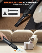 Car Vacuum Portable with 16000Pa Powerful Suction, Handheld Vacuum Cordless Rechargeable Blow & Suction 4 in 1, Small Vacuum Cleaner for Car, Home, Office, Outdoor (Grey)