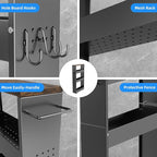 Slim Storage Cart 4 Tier with Handle,Metal Basket Bathroom Organizer Rolling cart with Wheels, Rolling Utility Cart Slide Out Organizer for Kitchen, Bathroom, Laundry