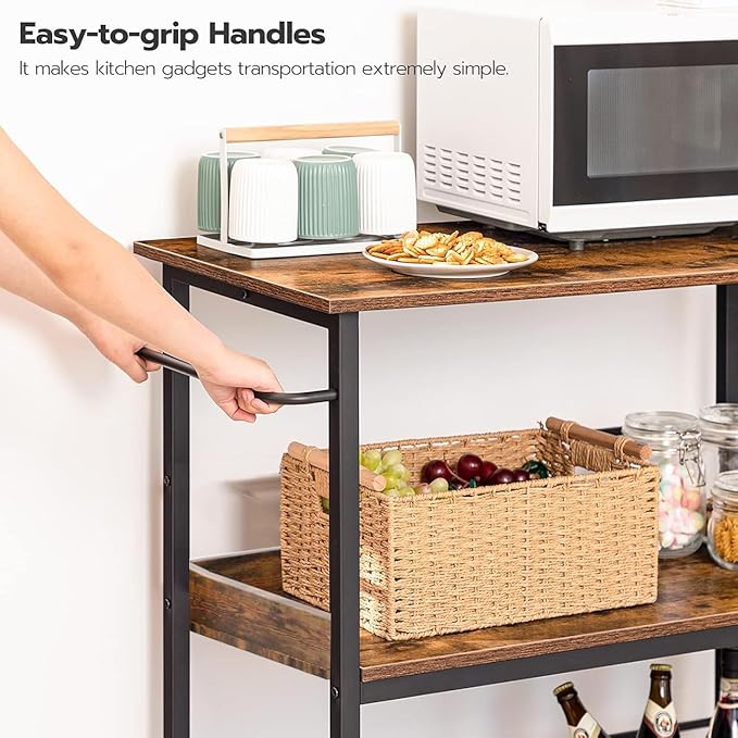 3-Tier Rolling Utility Cart with Lockable Wheels Storage Slim Storage Heavy Duty Cart Mobile Shelving Unit Craft Narrow Organizer for Bathroom Laundry Kitchen (Black)