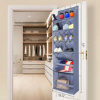 Over The Door Shoe Organizer, Hanging Shoe Rack with 16 Deep Pockets, Wall Shoe Storage for Closet and Narrow Door, RV Storage and Organization, Grey