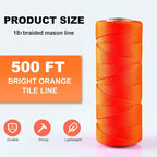 Mason Line, 500Ft, #18 Braided Nylon String, Nylon Twine for Gardening Or Masonry Tools, Twine String for Gardening and DIY Projects Crafting