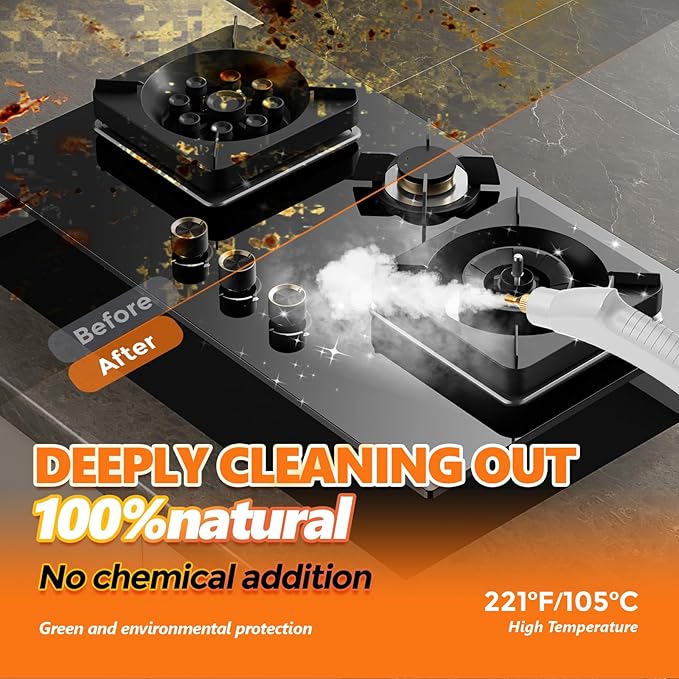 Steam Cleaner, 2500W Pressurized Steamer for Cleaning, Multi-Purpose Steamer for Home, Handheld Steam Cleaner, 15s Fast Heating Car Steamer, Portable Steam Cleaner for Kitchen, Bathroom, Tile (White)