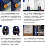 Mop and Bucket Set with Wringer, 3-Tank Flat Mop and Bucket System, Wall Mop Cleaner with Long Handle, Hands Free Mops for Floor Cleaning with 4 Microfiber Pads