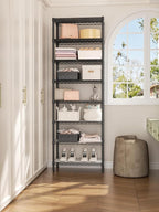 8 Tier Adjustable Storage Shelves Heavy Duty Metal Shelf Wire Shelving Unit Organizer Rack for Home Kitchen Office Pantry Room Bathroom Shelving Organizers and Storage Laundry