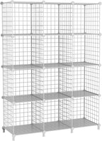 12-Cube Storage Organizer, Metal Wire Cube Shelving Unit, 11.8" L x 11.8" W x 11.8" H, Modular Grid Bookshelf for Closet, Bedroom, Office, White ATTJL12W