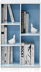 Furinno 5-Cube Reversible Open Shelf, White/Light Blue 11069WH/LBL