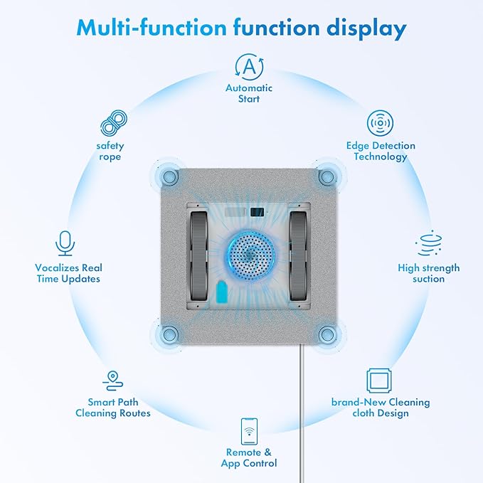 Mamibot W120-DP Window Cleaning Robot for High-Rise Glass - 3200Pa Strong Suction, Multiple Cleaning Modes,4 Water Spray Nozzles,Edge Detection Technology,App&Remote Control(Blue)