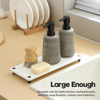 Instant Dry Sink Caddy Kitchen Sink Organizer, Quick Drying Stone Tray Diatomite Sponge Holder Soap Dish, Bathroom Countertop Fast Dry Water Absorbing Vanity Rack, White, 12" x 5"