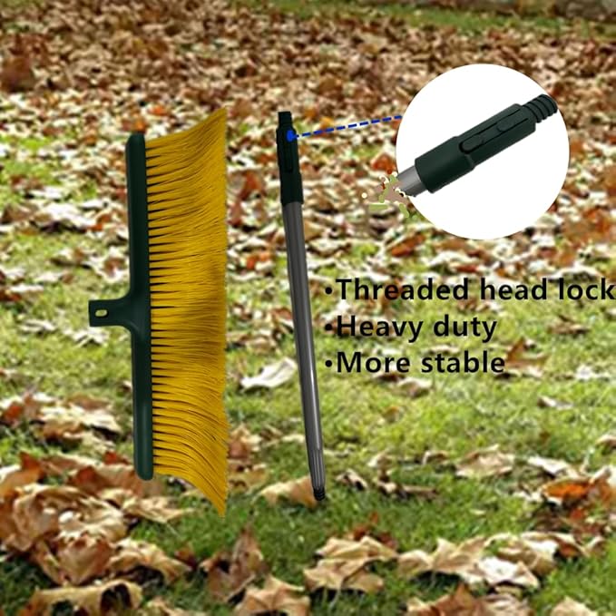 LRB4419 Leaf Turf Broom 16" W x 55" H for Lawns Yard Artificial Grass Rake Heavy Duty for Leaves, Lawns, Carpet Rake & Groomer (Curved Bristle)