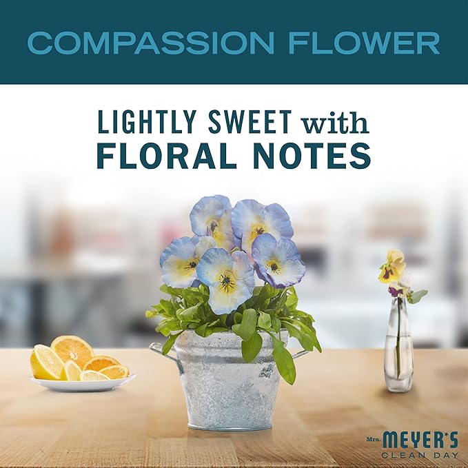 MRS. MEYER'S CLEAN DAY Dryer Sheets, Fabric Softener, Reduces Static, Infused with Essential Oils, Compassion Flower, 80 Count