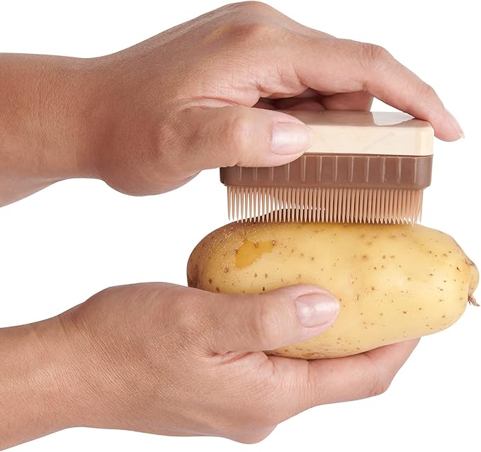 HIC Kitchen Potato Brush and Vegetable Scrubber, Dual-Textured Bristles