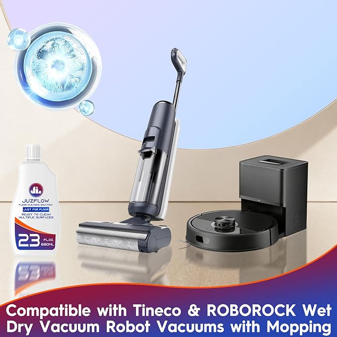 Floor Cleaner Solution Compatible With Roborock & Tineco iFLOOR 2/3/5 & FLOOR ONE S3/S5/S6/S7 PRO, for All Wet Dry Vacuum and Robot Vacuums with Mopping, for Multiple Hard Floors