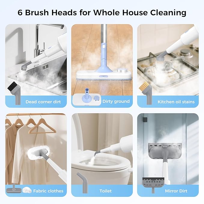 7 in 1 Steam Mop for Floor Cleaning, Multipurpose Floor Steamer with Detachable Handheld Steam Cleaner Perfect for Hardwood Floors, Clothes, Windows, Tiles, Furniture, Carpet, Whole Home Use
