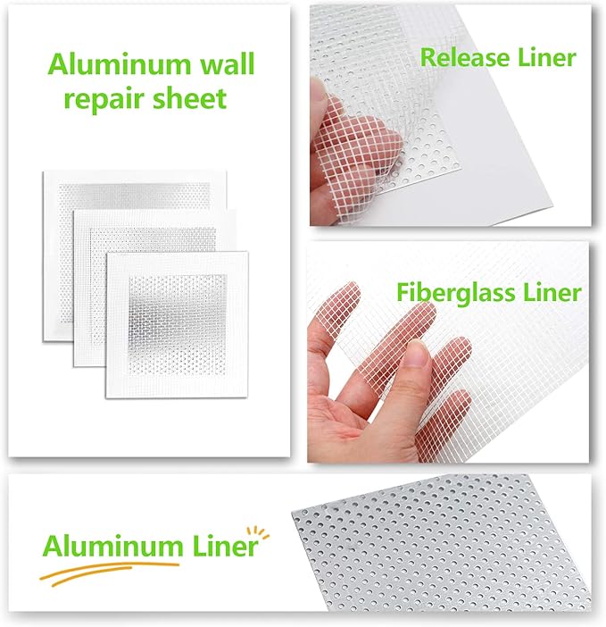 12pcs Drywall Repair Patch, 4/6/8 Inch Drywall Patch Mesh Wall Patch, Screen Patch Repair Self Adhesive Aluminum Wall Repair Patch Kit