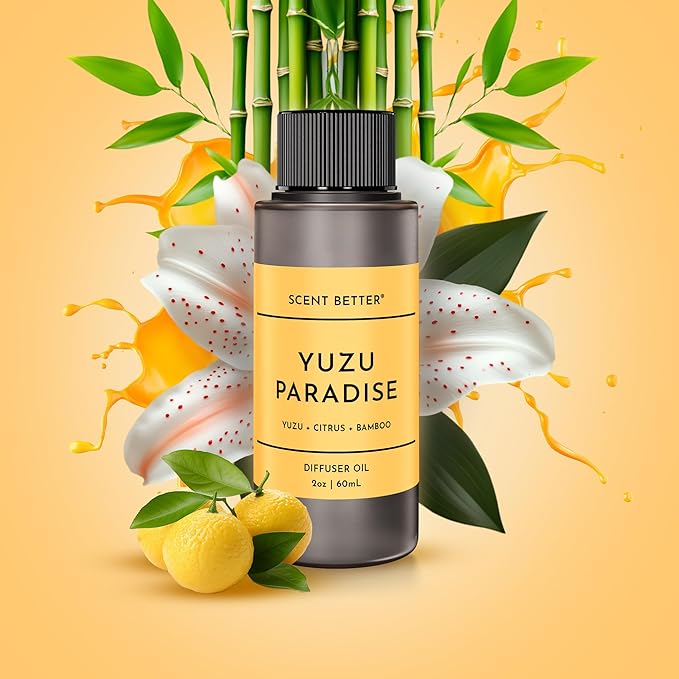 Scent Better Yuzu Paradise Aroma Essential Oil Blend: an Aromatherapy Blend of Yuzu, Citrus, and Bamboo for Ultrasonic Diffusers & Nebulizers (2 Fl Oz, 60 mL)