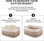 Large Storage Basket for Organizing, Woven Rope Basket for Shelves, Closet Organizer Bins for Clothes, Blanket, Toys, Baby Nursery Storage, 17.7" x 13" x 7.87", 2 Packs Gradient Yellow