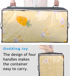 Budding Joy 90L Under Bed Storage Containers, Closet Organizers and Storage Bins, Foldable Underbed Storage Bags for Wrapping Paper, Blanket, Clothing, Comforter, Sweaters, Pillows, Linen Sheets, Grey