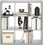 Furinno Cubicle Open Back Decorative Cube Storage Organizer, 9-Cube, Light Grey