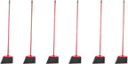 Amazon Basics Angle Broom With Metal Handle for Floor Cleaning and Sweeping, 11 inches Wide, 6-Pack, Black & Red
