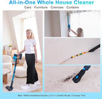8-in-1 Cordless Vacuum Cleaner - 35kPa 60Mins Powerful Stick Vacuum Cleaners For Home/Pet Hair/Carpet/Hard Floors | 1.2L XL Dustbin, Anti-Tangle Rechargeable Self-Standing Vac, Car & Apartment