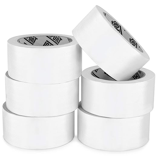 Lockport 6 Pack White Duct Tape Heavy Duty Waterproof,20 Yards x 2 Inch,Strong Adhesive Roll for Indoor & Outdoor Repair,No Residue,Tear by Hand - Duct Tape Bulk Value