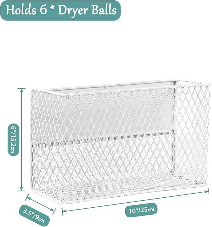Magnetic Dryer Ball Holder For Laundry Room Organization And Storage, Metal Hanging Lint Bin Basket, Iron Mesh Dryer Ball Container Box Organizer