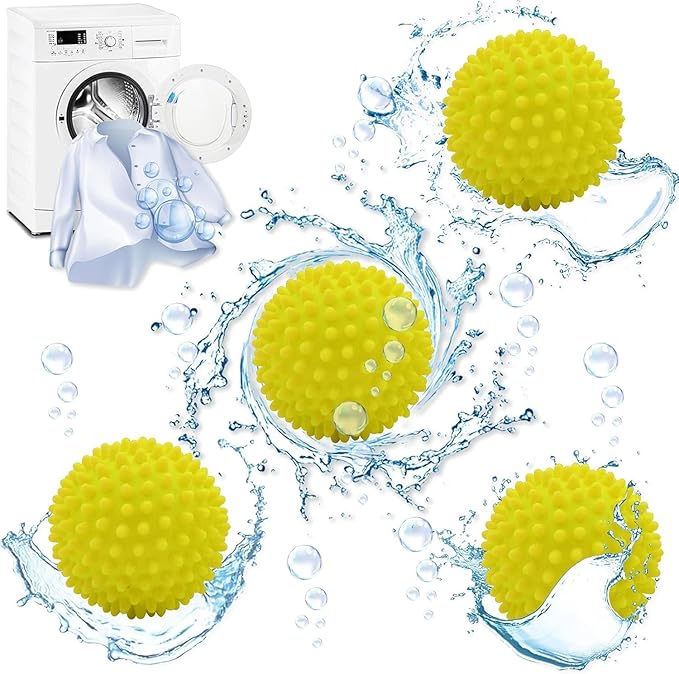 Reusable Laundry Dryer Balls, Plastic Anti-Static Fabric Softener, Reduces Wrinkles, Sustainable Cleaning Supplies, Essential Washing & Drying Aid for Soft, 6 Pack, 2.36 in (Sky Blue/Yellow/Green)