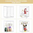 Large Clear Acrylic Display Case Shoe Storage Boxes With An Adjustable Divider,2 Pack 2 Tiers Clear Plastic Stackable Storage Bins With Lids Display Acrylic Box With Magnetic Door