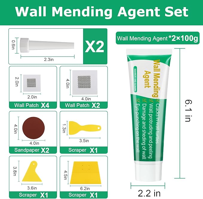 Drywall Repair Kit, 2 Pack Wall Repair Paste, Wall Emulsion Paint, Wall Mending Agent,Wall Surface Hole Fill Quick and Easy Solution