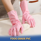 BOOMJOY PVC Cleaning Gloves, Reusable Dishwashing Gloves, Medium Gloves for Kitchen, Bathroom, Gardening, Working, Pet Care - Pink & Blue & Green, 3 Pairs, Size M