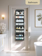 Yecaye 5 Tier 1Pc Over the Door Organizer, Swing-proof Door Organizer Hanging with Clear PVC Windows, Behind the Door Storage for Bedroom Nursery Closet Laundry Pantry Bathroom, Black