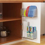 MaraFansie 4 Pack Over Cabinet Organizer Storage Lid Organizer Caddy Space Saver No Drilling Adhesive Hook Over Door Organizer, Transparent