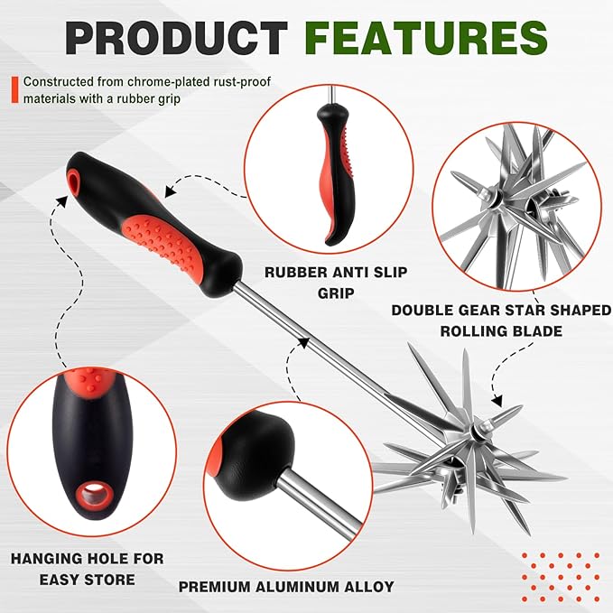2 Pack Hand Cultivator Tiller Garden Tool Manual Rotary Short Hand-held Tiller Digging Soil Loosener for Softer Soils and Lawns Loosening Pulling Weed