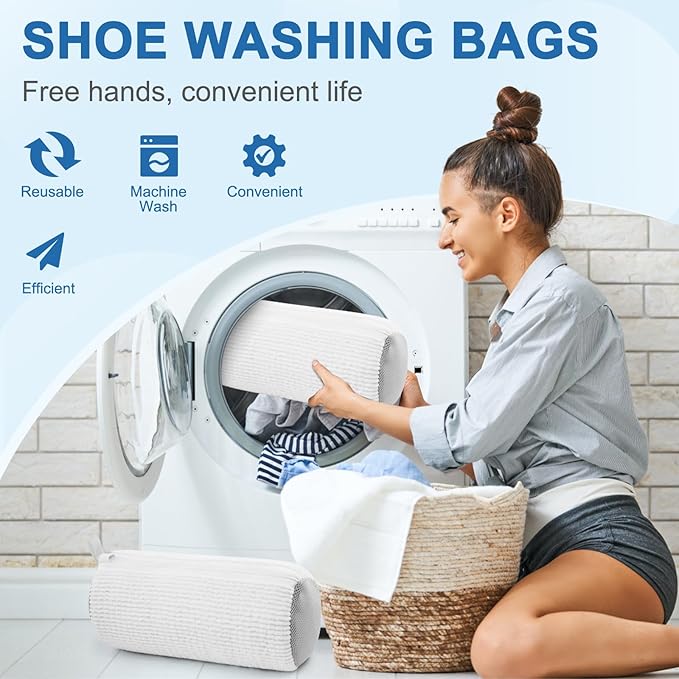 Shoe Washing Machine Bag,Shoe Laundry Bags for Sneakers, Reusable Shoe Cleaning Bag for All Shoe Sizes
