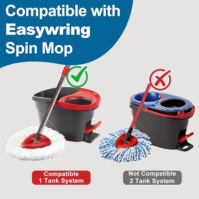 6 Pack Mop Heads Replacements, Compatible with O Cedar Easywring 1-Tank System Easy Wrin Spin Mops, Triangle Swivel Microfiber Mops, Washable & Easy to Replace