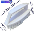Scrub Brush Unbreakable Handle 6" White, Stiff Heavy-Duty Bristles Tough on Baked-on Grime Dishes Pots Grill Tub Shower Bathroom Tile Grout Floor Concrete Tires Carpet Unbreakable Handle