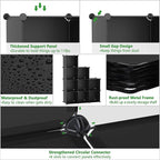 C&AHOME Cube Storage, 9-Cube Bookshelf, Plastic Closet Cabinet Organizer, DIY Stackable Bookcase, Modular Shelving Units Ideal for Home, Office, Kids Room, 36.6" L x 12.4" W x 48.4" H Black SHS3009A