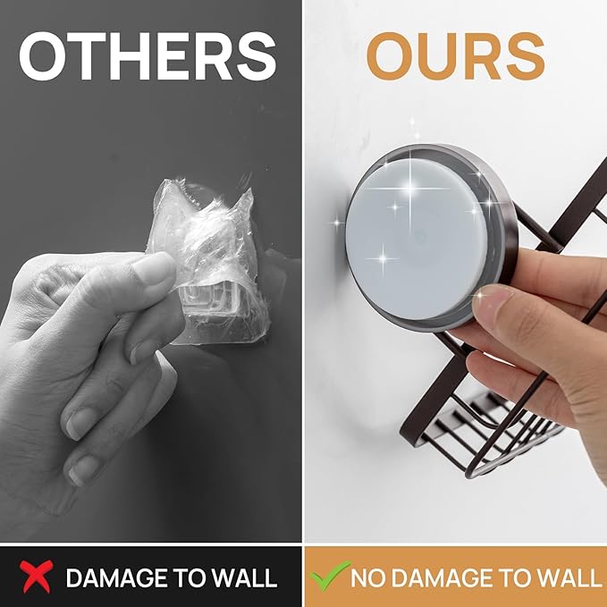 LEVERLOC Soap Dish, Soap Bar Holder for Shower Suction Cup Wall Mounted, Stainless Steel No-Drilling Removable Waterproof Sponge Holder for Bathroom Bathtub Kitchen Sink, Keep Dry, Brown