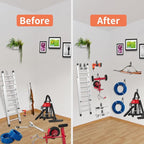 Heavy Duty Garage Hooks 4 Pack, 7.7 inch U Shaped Long Hanger, with 2 Extension Cord Holder Organizer, Wall Mounted Storage System, for Power and Garden Tool Hanging， Ladders, Bikes, Hose