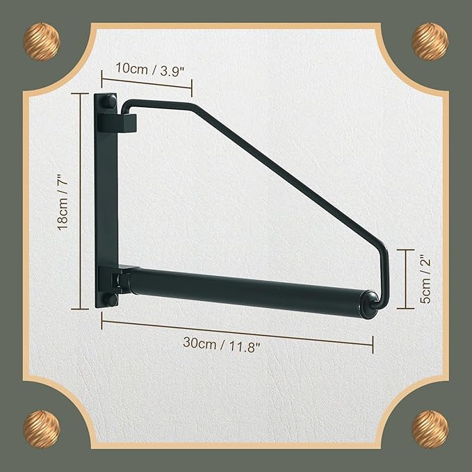 NEWRAIN Folding Clothes Hanger Rack, Wall Mounted Laundry Racks for Drying Clothes,Swing Clothing Hanging System Drying Closet Storage Organizer Black