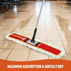36" Commercial Dust Mops for Floor Cleaning Heavy Duty Floor Duster Mop with Long Handle Hotel Gym Household Cleaning Supplies for Hardwood, Tiles, Marble Floors (Red)