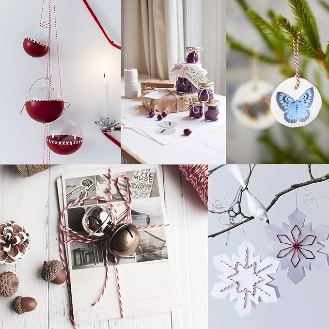 Anvin Natural Jute Twine - 984 Feet, 10 Ply, 2mm Thick, Green, Red, White (Pack of 3) - Bakers, Butcher, Baking, Arts & Crafts, Gardening