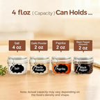 ComSaf 4oz Glass Spice Jars with Airtight Lids (Value Pack of 12), Bulk Mini Mason Jars for DIY Wedding Favors, Spices, Herbs & Crafts, 120ml Small Glass Canisters for Complete Pantry Organization