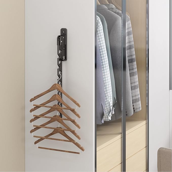 Wall Mounted Clothes Drying Rack, Wall Clothes Hanger Hook for Laundry Room Hanger Foldable, Wall Clothes Rack Indoor, Perfect for Small Spaces, Matte Black 2 Packs