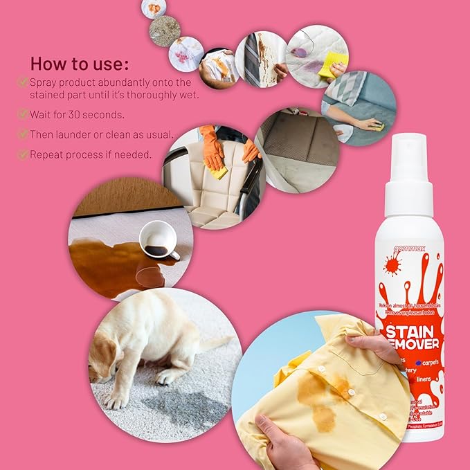 Multi-Use Stain Remover Spray, pH Neutral Formula for Clothes, Carpets, Upholstery and Linens, Water-Based Safe Formula for Baby Clothes (1)