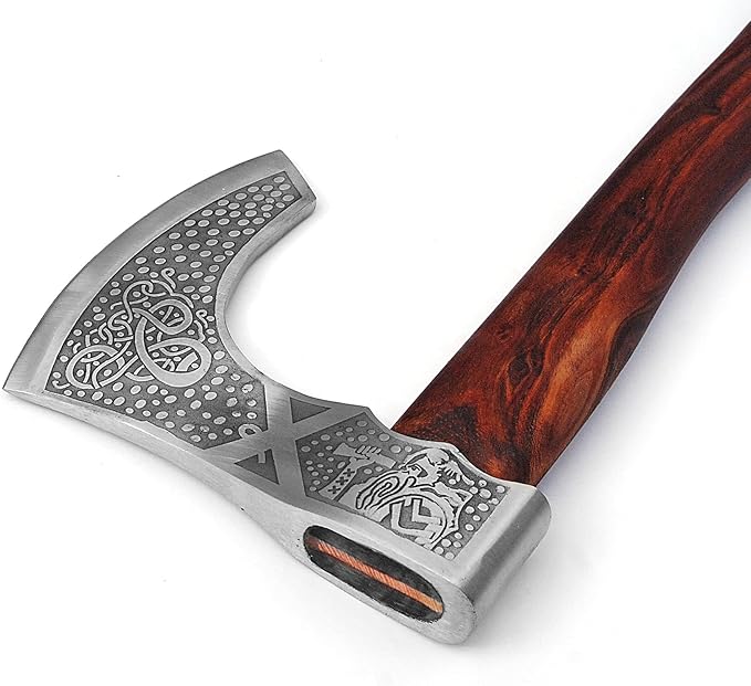 Armory Replicas - Hand Forged Tempered High Carbon Steel Battle Axe - Functional Two-Handed Bearded Viking Axe w/Genuine Leather Cover