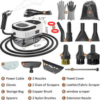 Handheld Steam Cleaner for Home, 2500W High Temperature Pressurized Machine, 1.6L Water Tank, Handle-controlled Steam Output, Portable Cleaning Steamer for Car, Bed Bugs, Furniture, Grout (White)