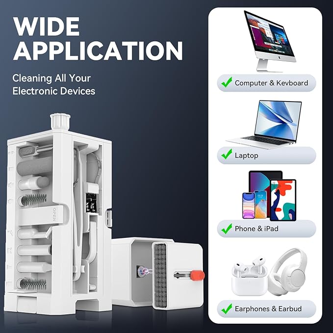 34-in-1 Phone and Laptop Cleaning Kit - Multi-Function PC Electronic Cleaner for iPhone,iPad,MacBook,Keyboard, AirPods,Speakers, and Earbuds.Portable kit Suitable for Cleaning Chargers and Cables.