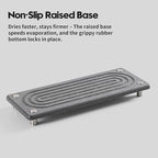 Water Absorbing Stone Sink Caddy Kitchen Sink Organizer Tray, Diatomite Bathroom Counter Tray, Faucet Drying Mat Coaster Soap Dish Rack Riser Dispenser Sponge Holder, Charcoal 10" x 4"